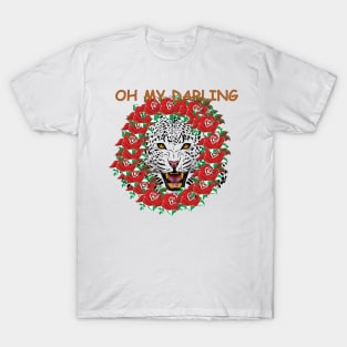 white leopard with rose pattern T-Shirt